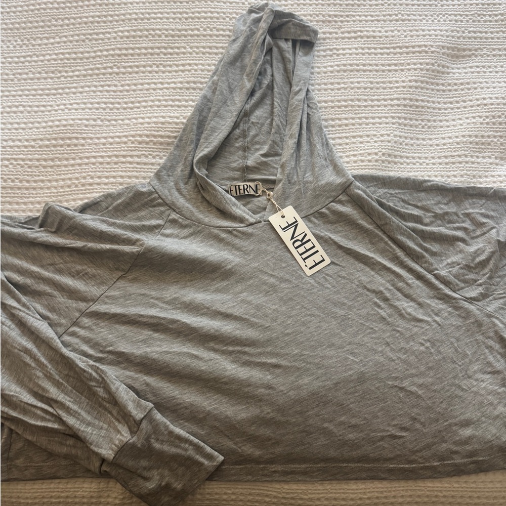 Eterne Gray Cropped Hoodie Sweatshirt